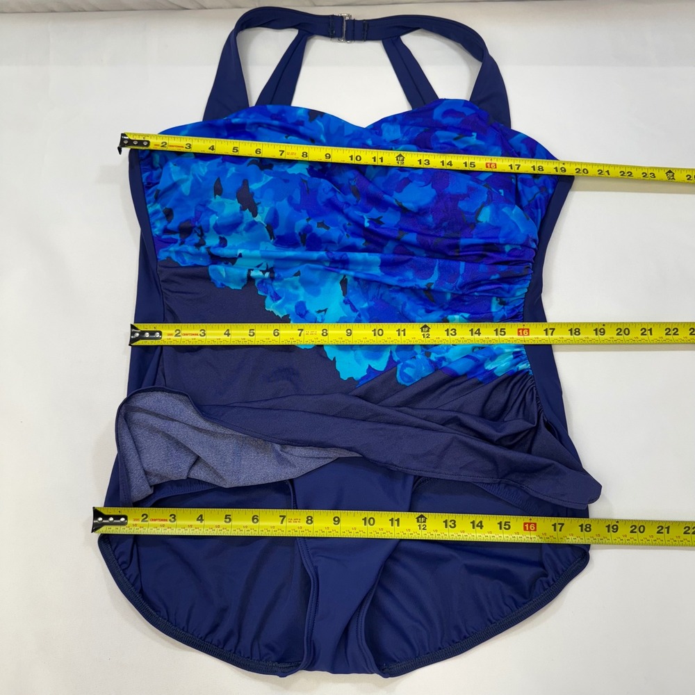 Miraclesuit One Piece Swimsuit Navy Cascade Floral Tunic Halter  UK 24W US 22W - Picture 12 of 14